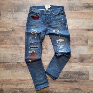 Rugby Ralph Lauren Distressed Patchwork Denim Jeans